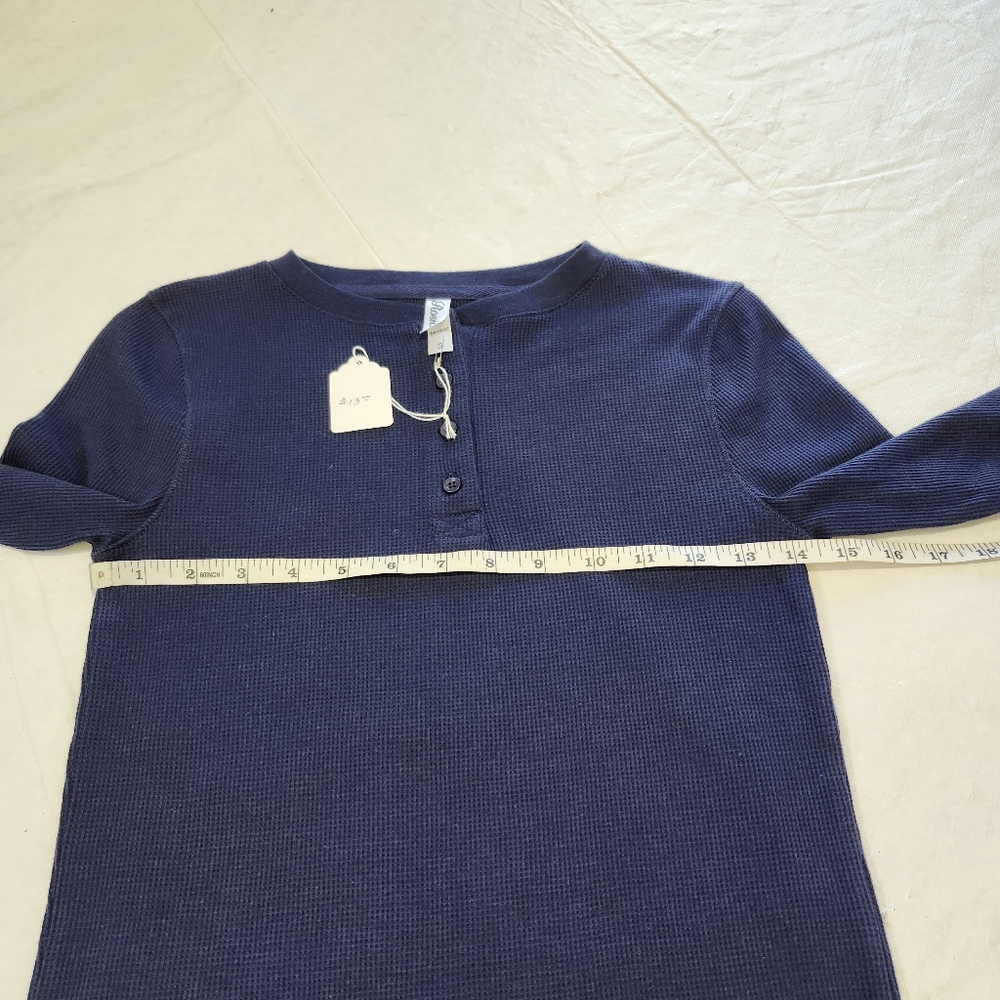 Rosio Deep Blue Long Sleeve Henley Top - Picture 9 of 9